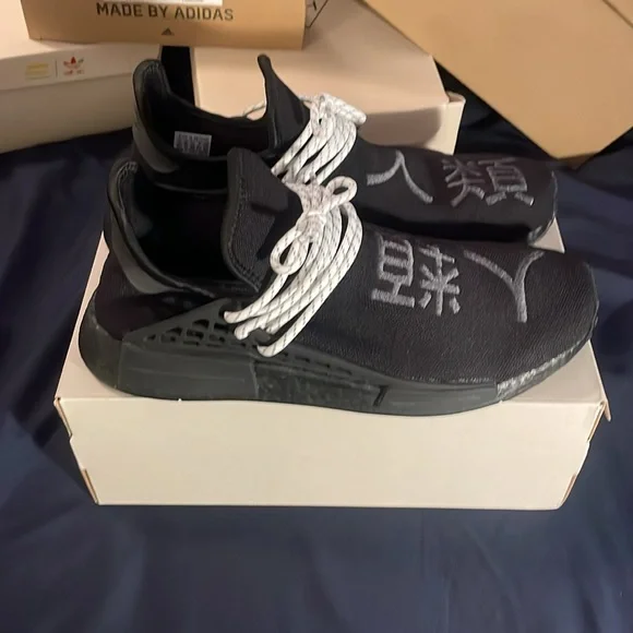 Adidas Hu NMD size 11.5 triple black, Pharrell, Gently used 9.5/10 - Picture 4 of 8